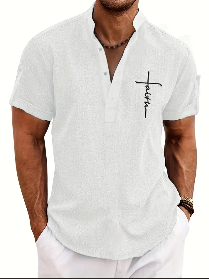 Unai | Elegante camisa de manga corta con cuello alto