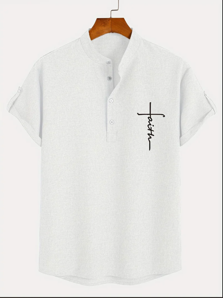 Unai | Elegante camisa de manga corta con cuello alto