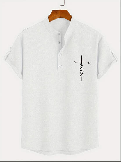 Unai | Elegante camisa de manga corta con cuello alto