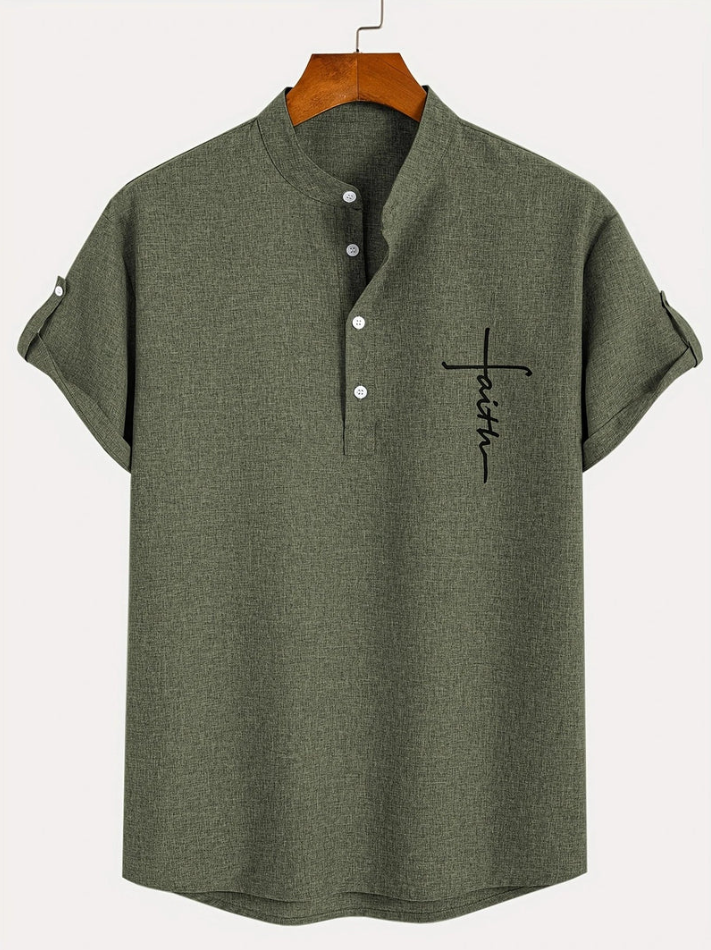 Unai | Elegante camisa de manga corta con cuello alto