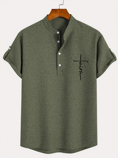 Unai | Elegante camisa de manga corta con cuello alto