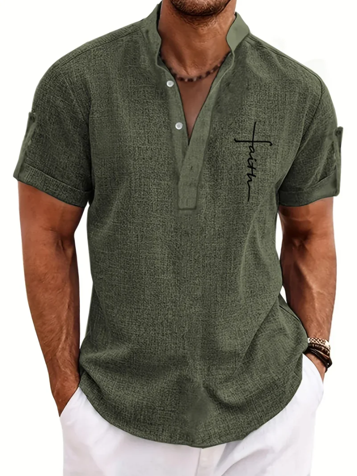 Unai | Elegante camisa de manga corta con cuello alto