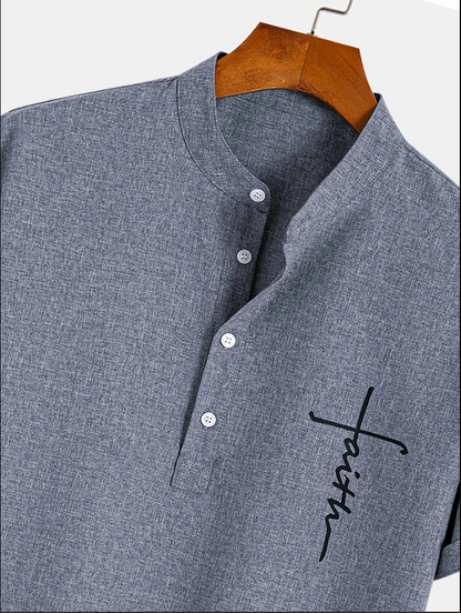 Unai | Elegante camisa de manga corta con cuello alto