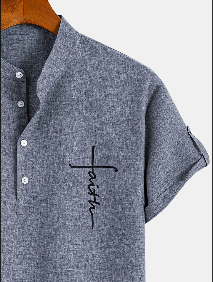 Unai | Elegante camisa de manga corta con cuello alto