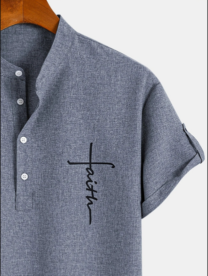 Unai | Elegante camisa de manga corta con cuello alto