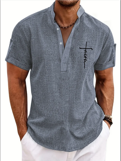 Unai | Elegante camisa de manga corta con cuello alto