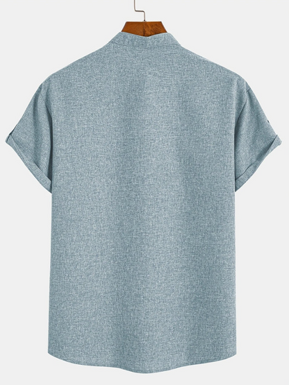 Unai | Elegante camisa de manga corta con cuello alto