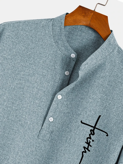 Unai | Elegante camisa de manga corta con cuello alto
