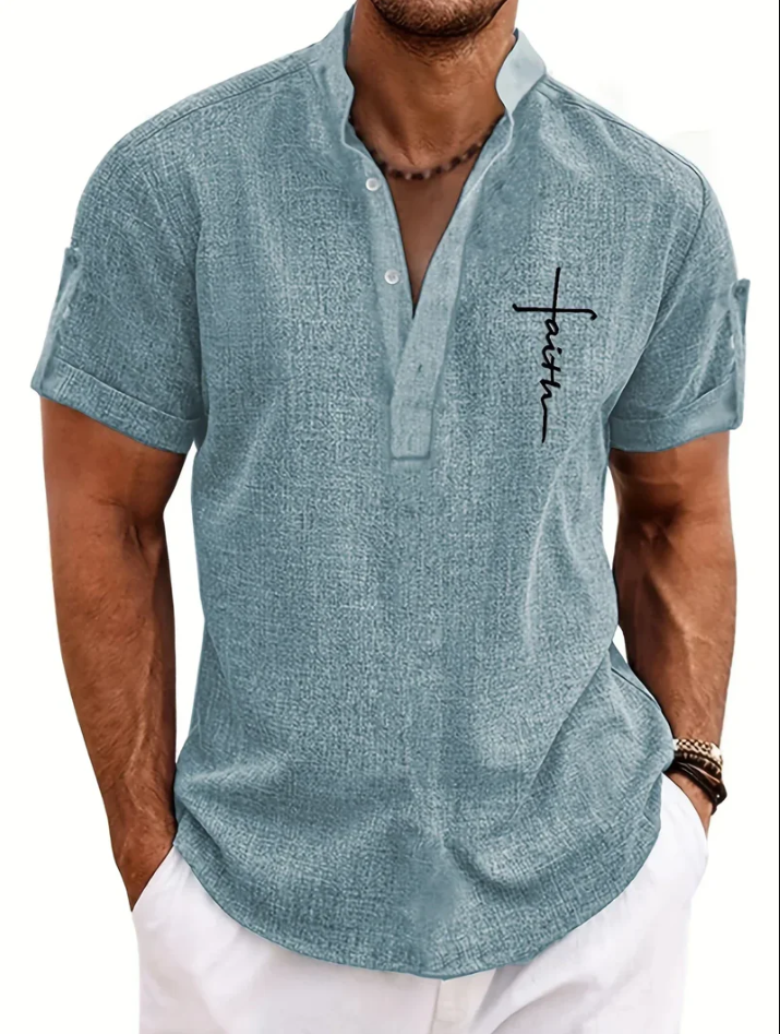 Unai | Elegante camisa de manga corta con cuello alto