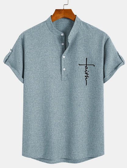 Unai | Elegante camisa de manga corta con cuello alto