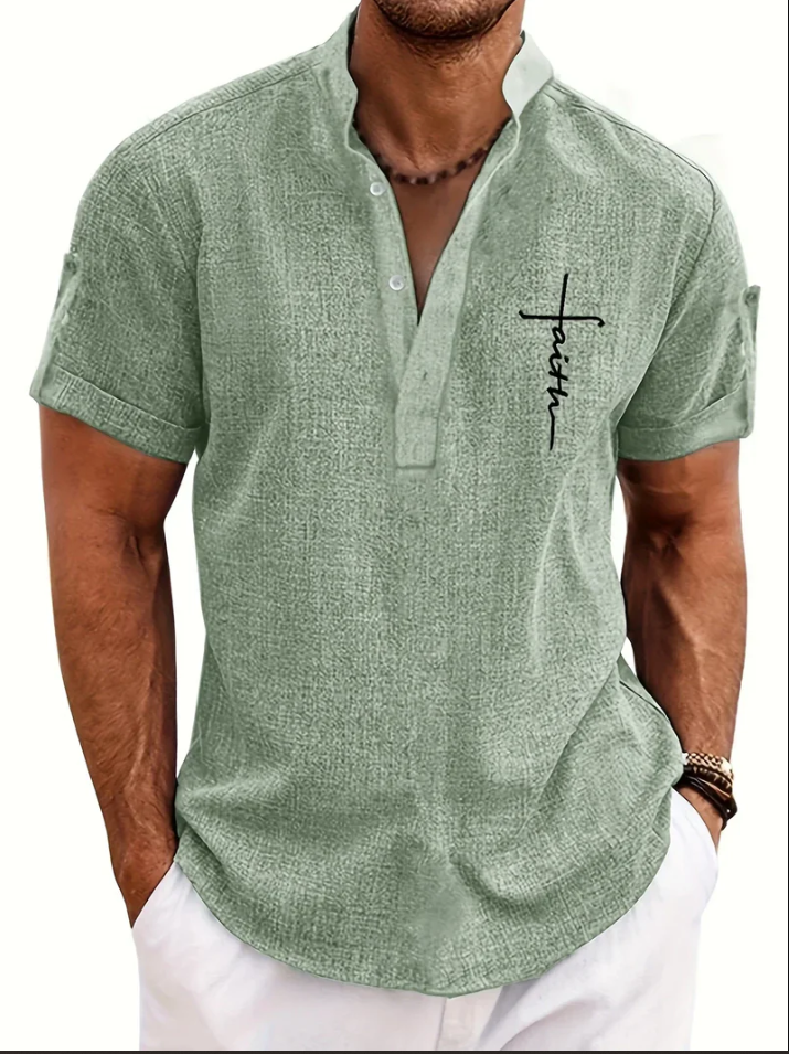 Unai | Elegante camisa de manga corta con cuello alto