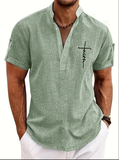 Unai | Elegante camisa de manga corta con cuello alto