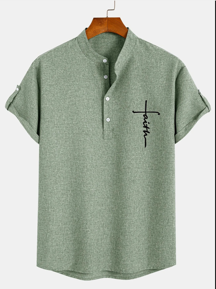 Unai | Elegante camisa de manga corta con cuello alto
