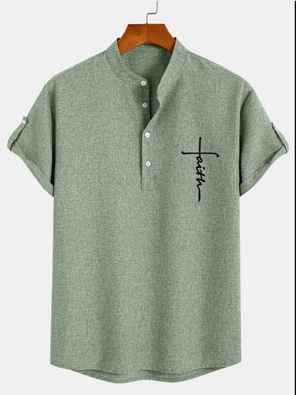 Unai | Elegante camisa de manga corta con cuello alto