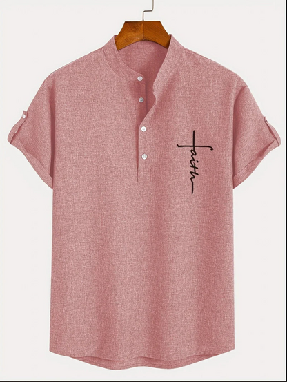 Unai | Elegante camisa de manga corta con cuello alto