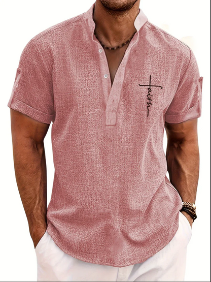 Unai | Elegante camisa de manga corta con cuello alto