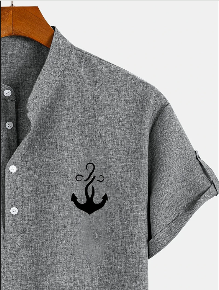 Unai | Elegante camisa de manga corta con cuello alto