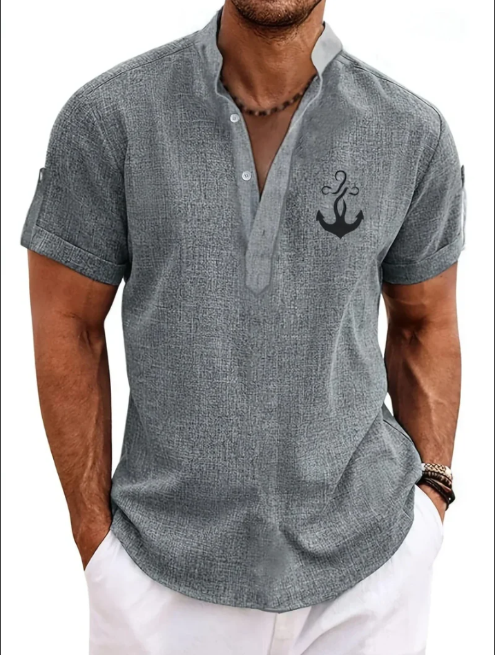 Unai | Elegante camisa de manga corta con cuello alto