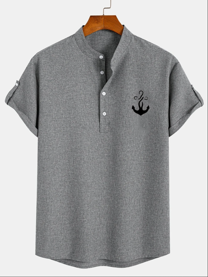 Unai | Elegante camisa de manga corta con cuello alto