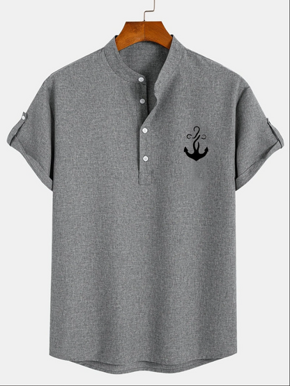 Unai | Elegante camisa de manga corta con cuello alto