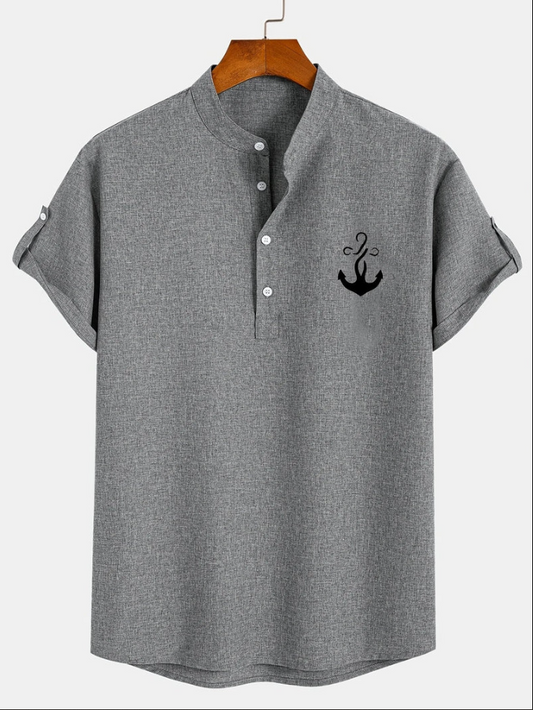 Unai | Elegante camisa de manga corta con cuello alto