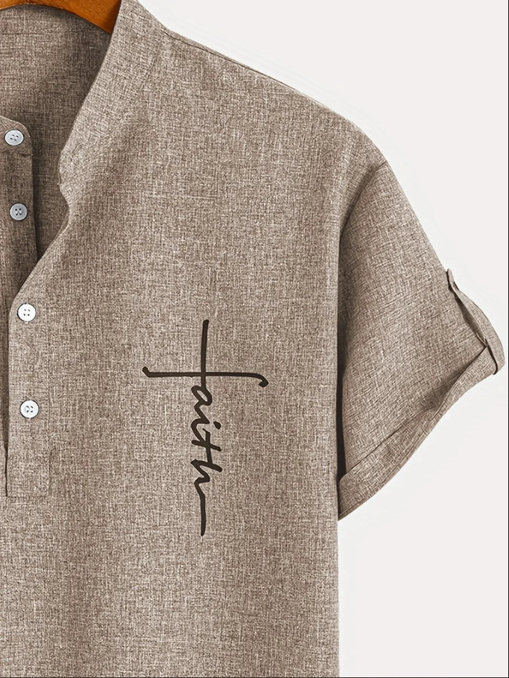 Unai | Elegante camisa de manga corta con cuello alto