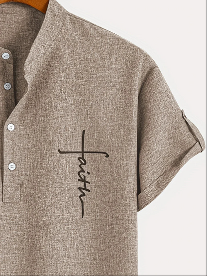 Unai | Elegante camisa de manga corta con cuello alto