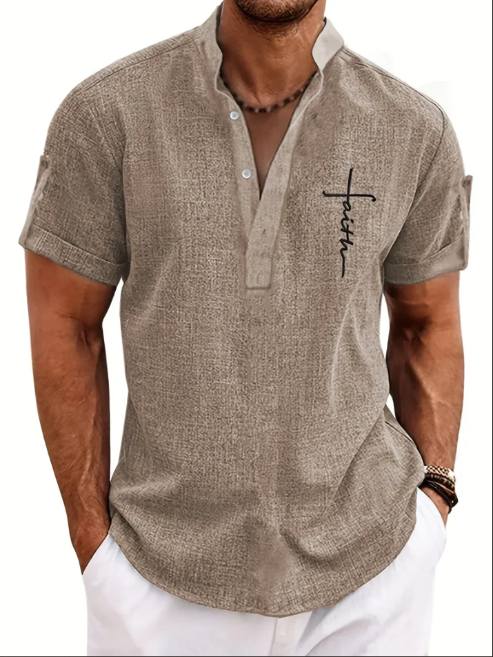 Unai | Elegante camisa de manga corta con cuello alto