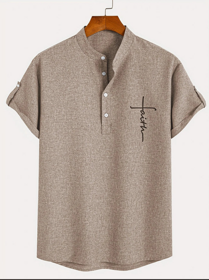 Unai | Elegante camisa de manga corta con cuello alto