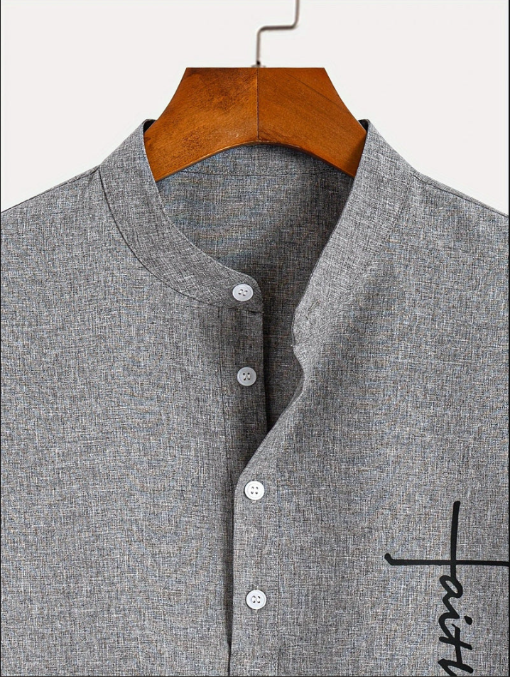Unai | Elegante camisa de manga corta con cuello alto