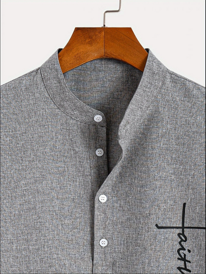 Unai | Elegante camisa de manga corta con cuello alto