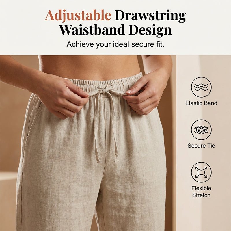 Pantalones cortos de algodón y lino para mujer