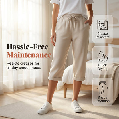 Pantalones cortos de algodón y lino para mujer