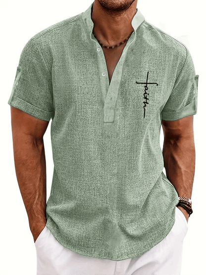 Unai | Elegante camisa de manga corta con cuello alto